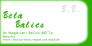 bela balics business card